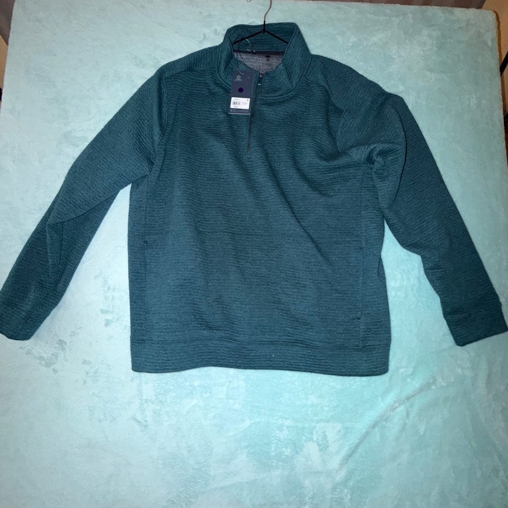 VRST Mens Pullover Quarter Zip Textured Performance‎ Sweater Green Dusk XXL NWT